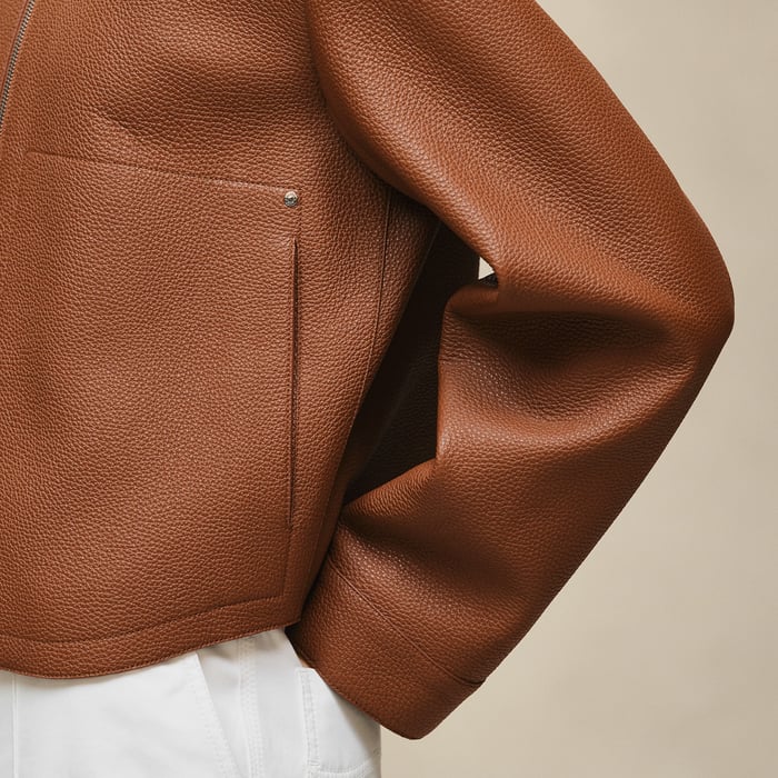 Marron Fauve Washed Deerskin Jacket