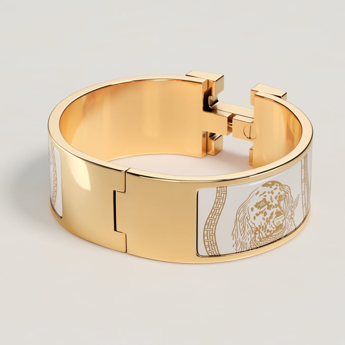 Orfèvre Jaune or Blanc Clic Clac H Jour De Casting Bracelet