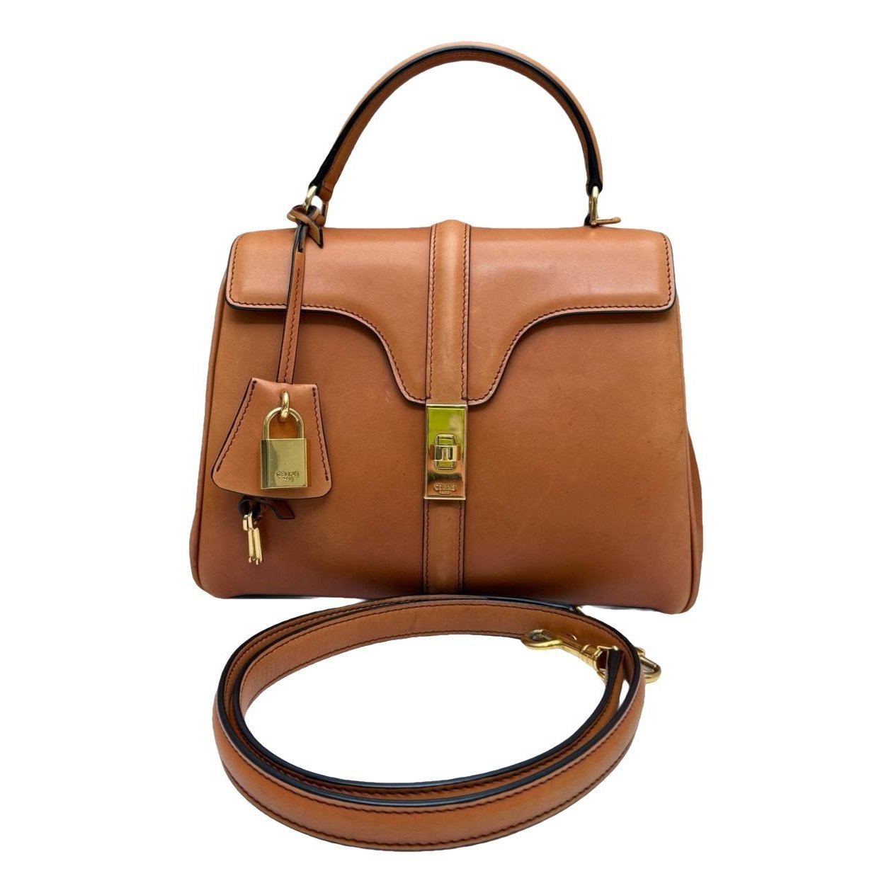Symmetrical leather handbag