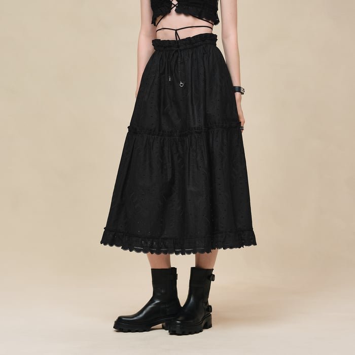 Noir Embroidered Skirt
