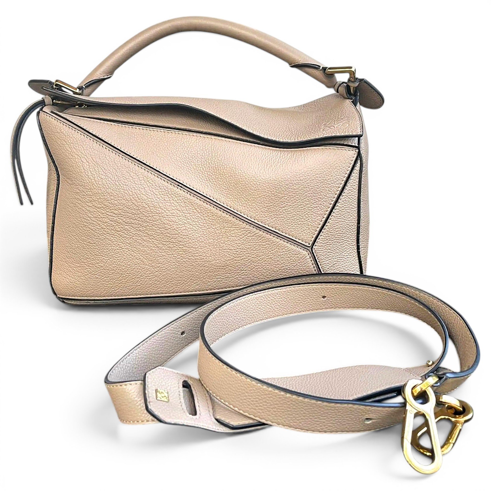 Puzzle leather handbag