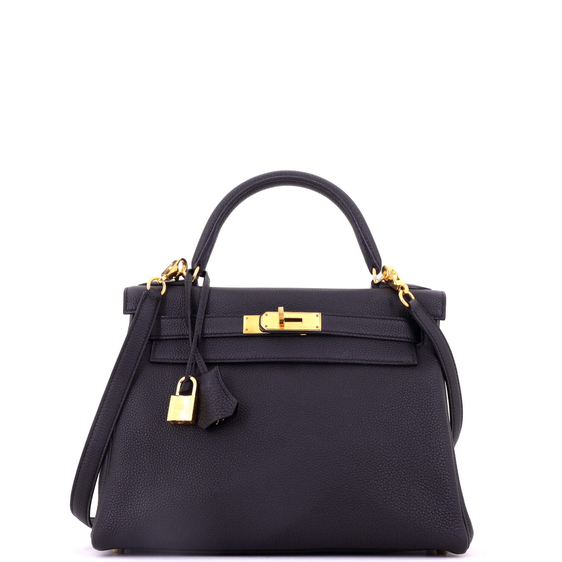 Kelly Handbag Noir Togo with Gold Hardware 28