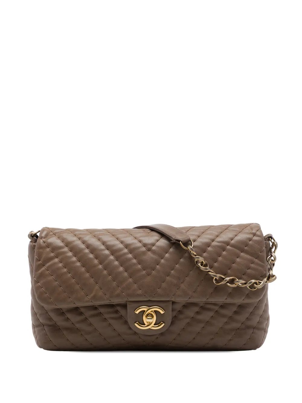 2010-2011 Jumbo Chevron Iridescent Calfskin Surpique Flap shoulder bag
