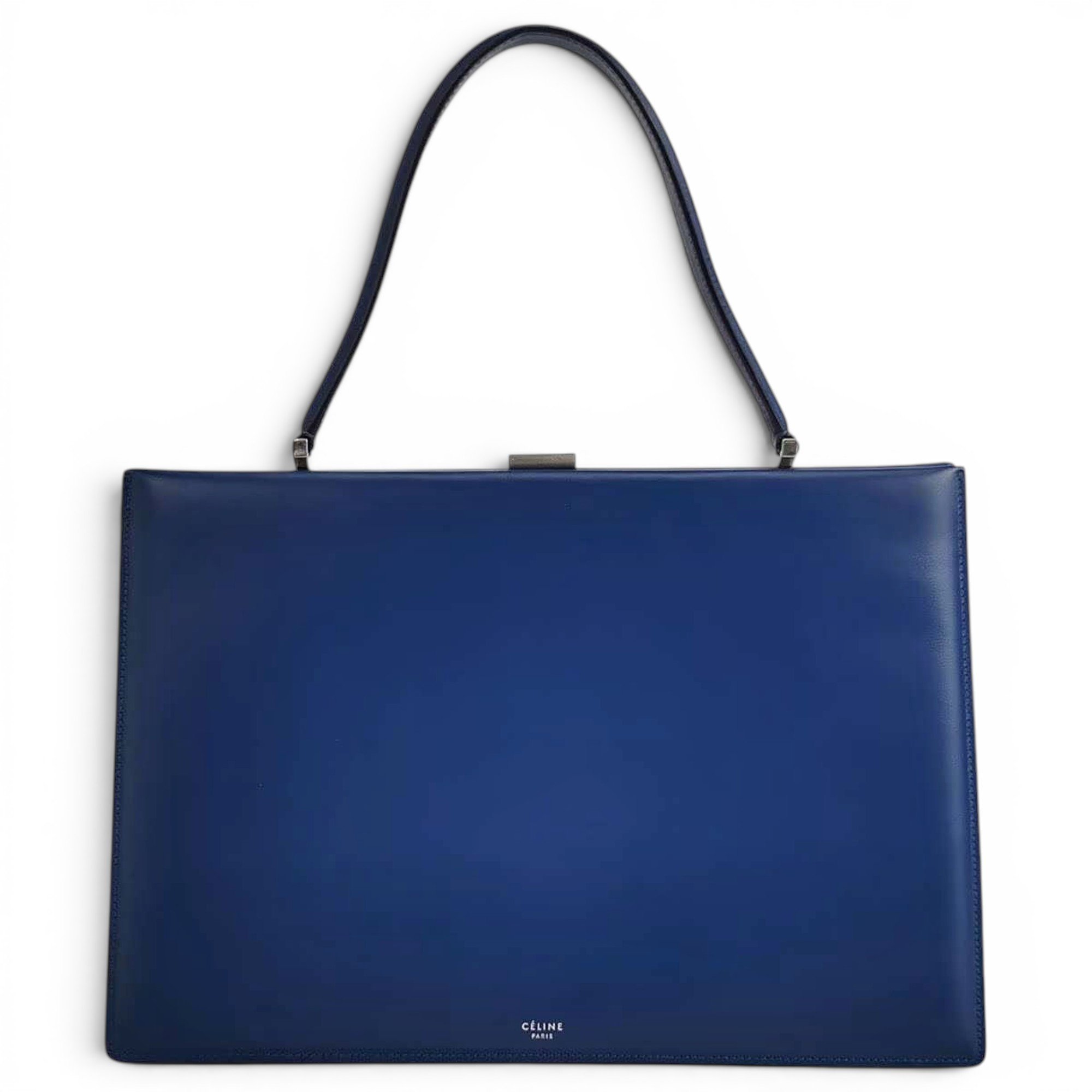 Clasp leather handbag