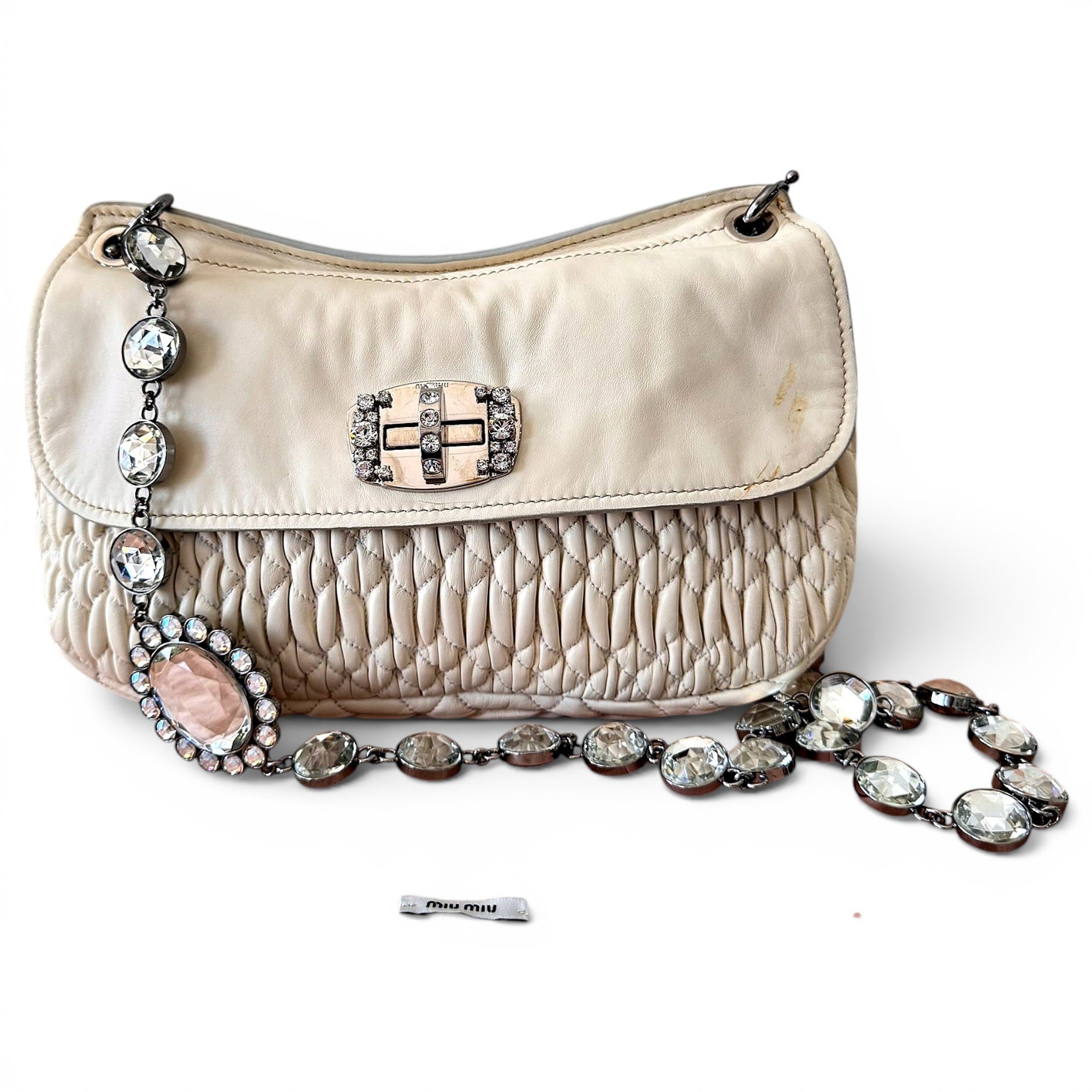 Miu Crystal leather handbag