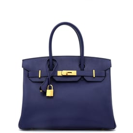 Hermes Birkin Handbag Bleu Encre Epsom with Gold Hardware 30