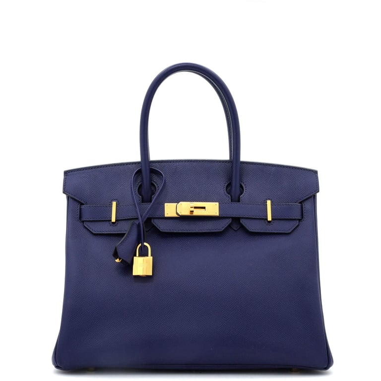 Hermes Birkin Handbag Bleu Encre Epsom with Gold Hardware 30