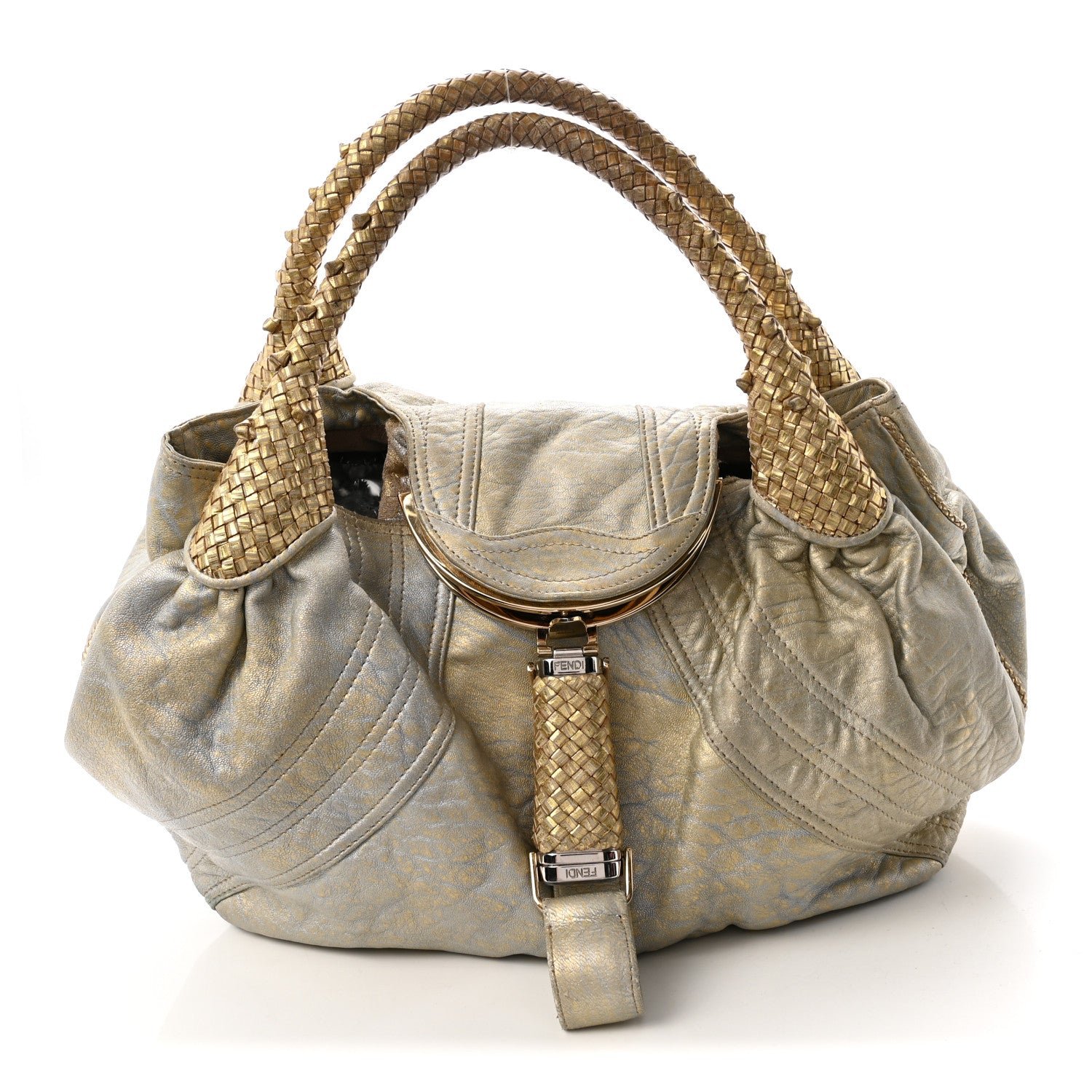 Fendi Nappa Nuvolata Bimetal Spy Oro Argento