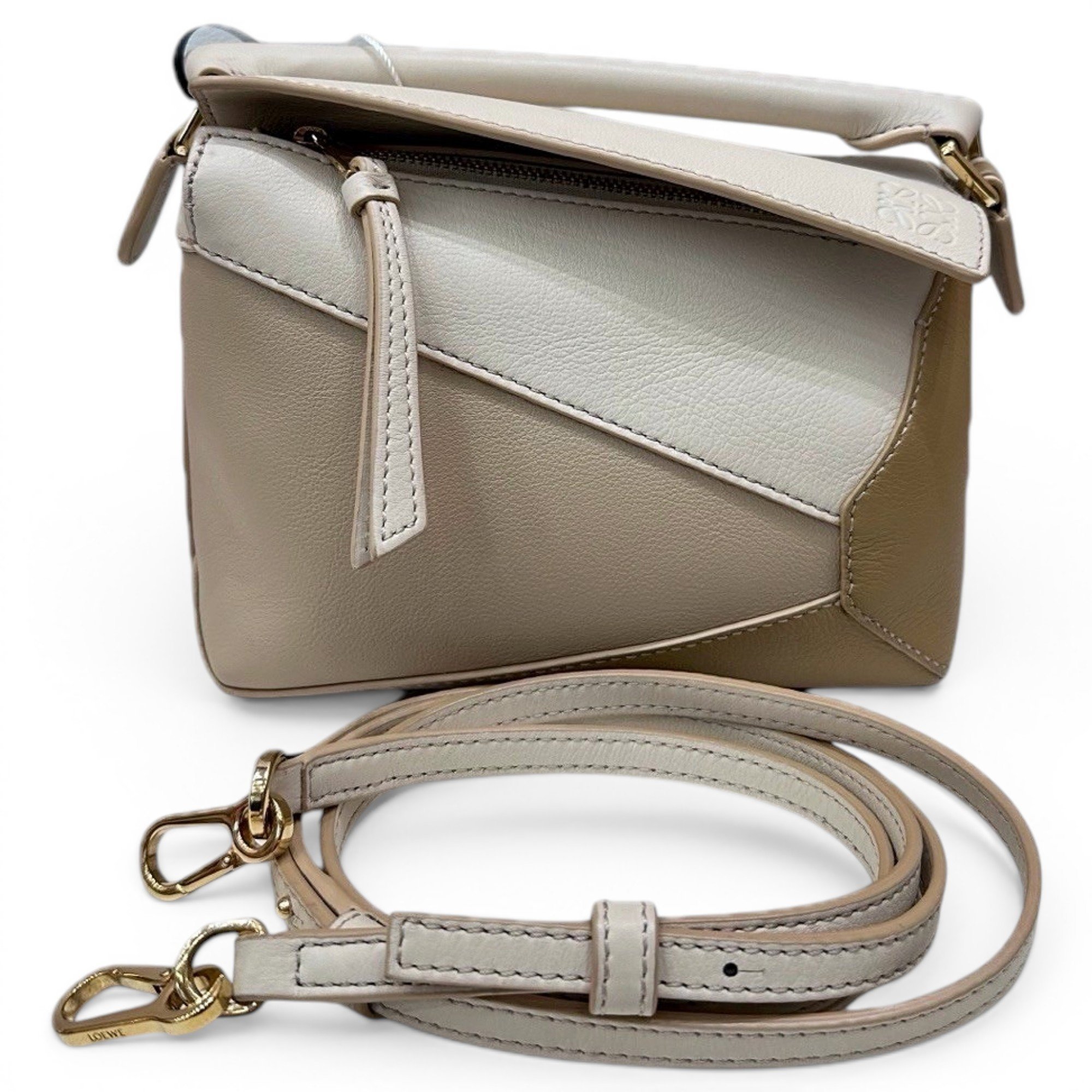 Puzzle leather handbag