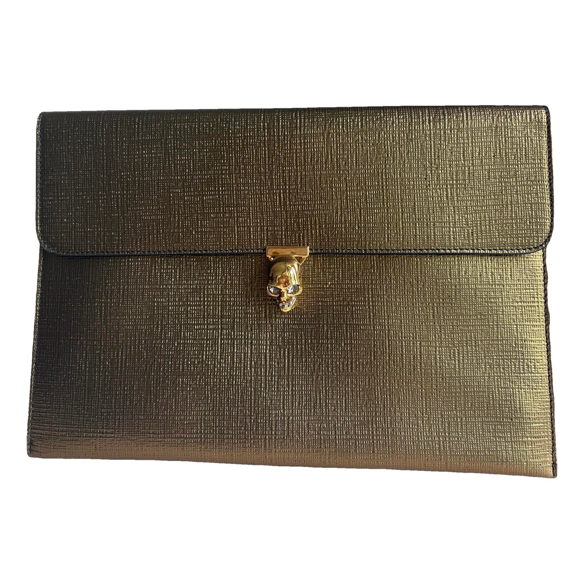 Skull leather clutch bag