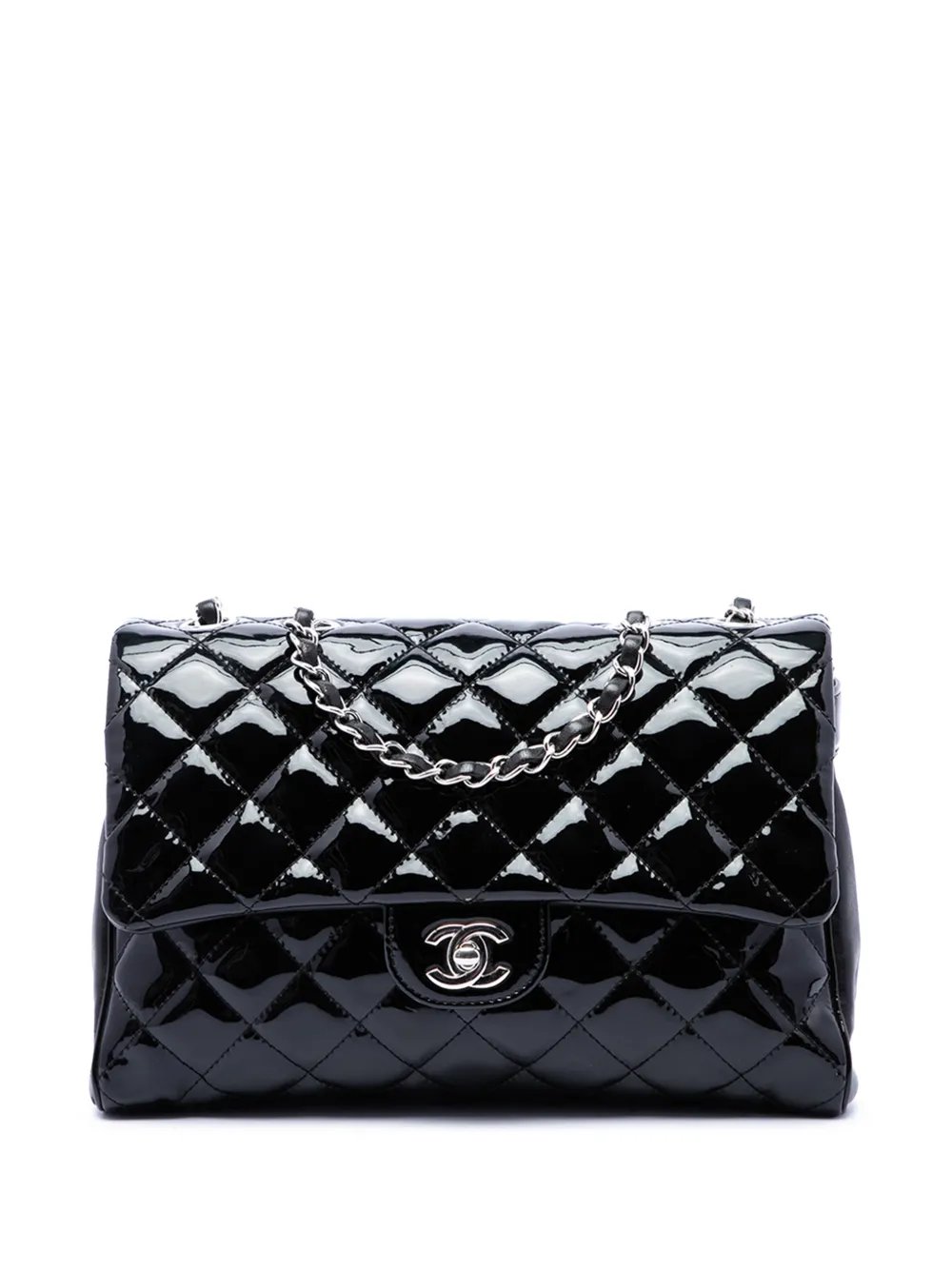 Chanel 2016-2017 Large CC Quilted Patent Double Compartment Flap crossbody bag