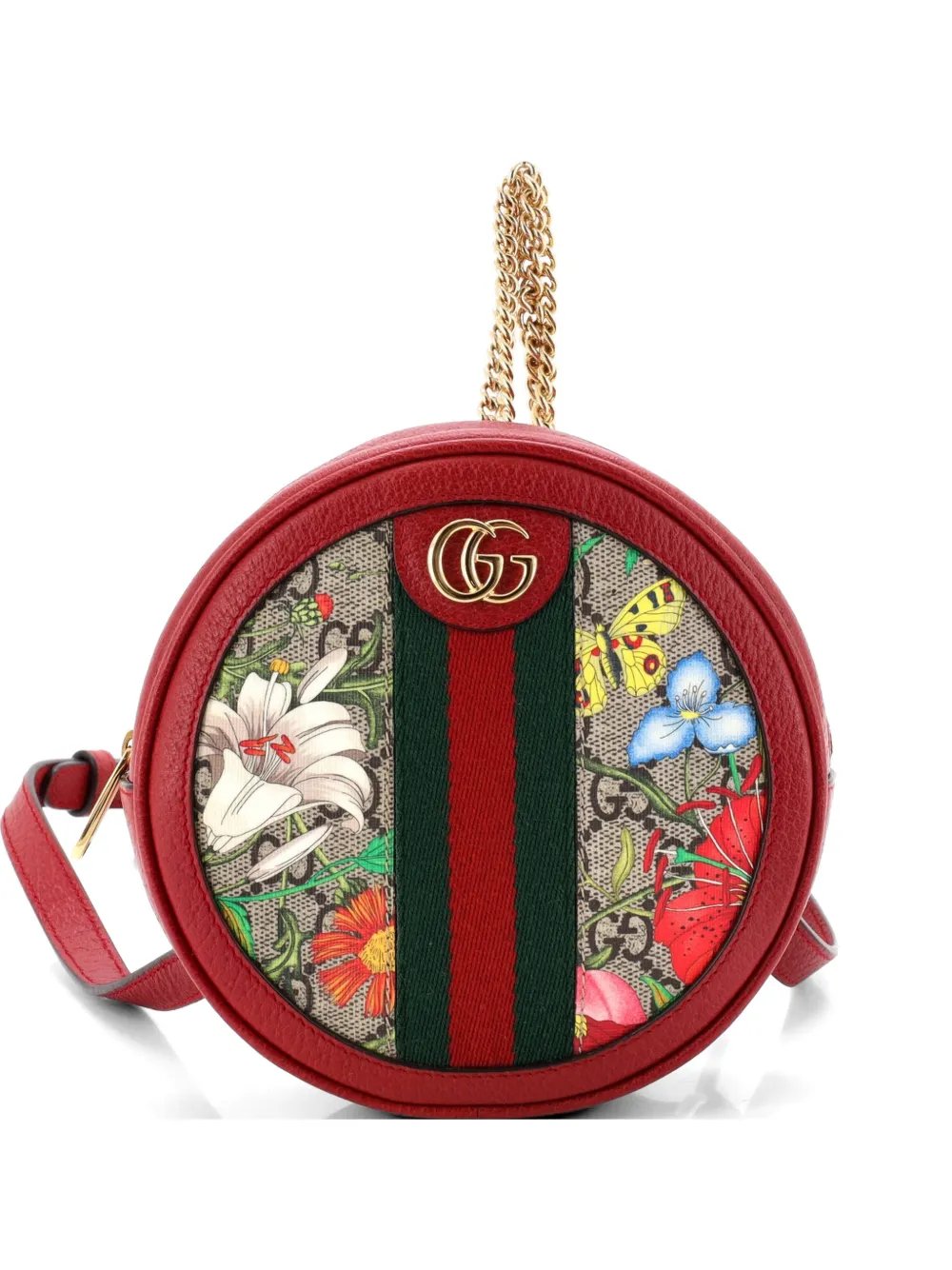Ophidia Round Flora GG Coated Canvas Mini backpack