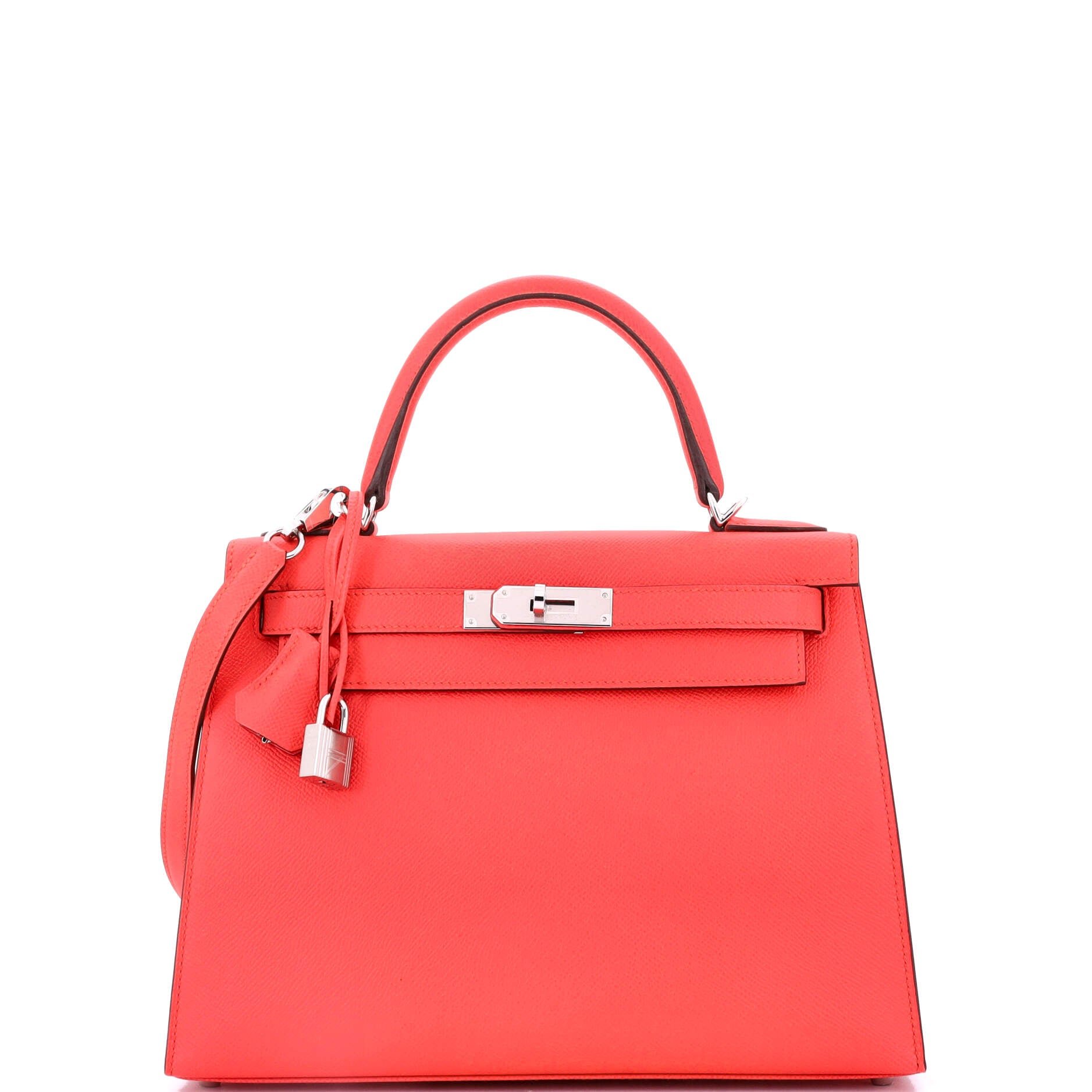 Hermes Kelly Handbag Rose Texas Epsom with Palladium Hardware 28