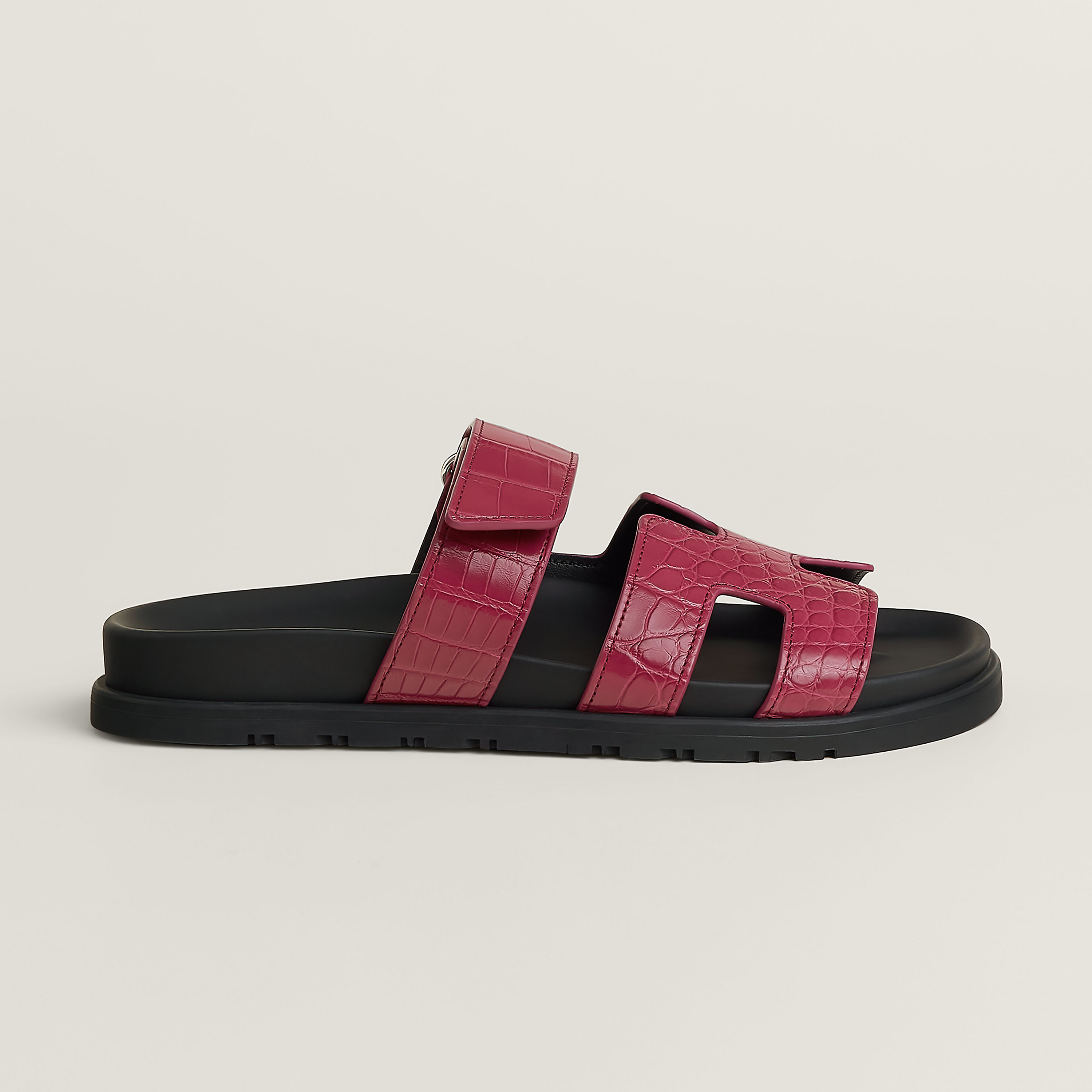 Hermès Chypre sandal size 37 Mississippiensis alligator Rose Magenta