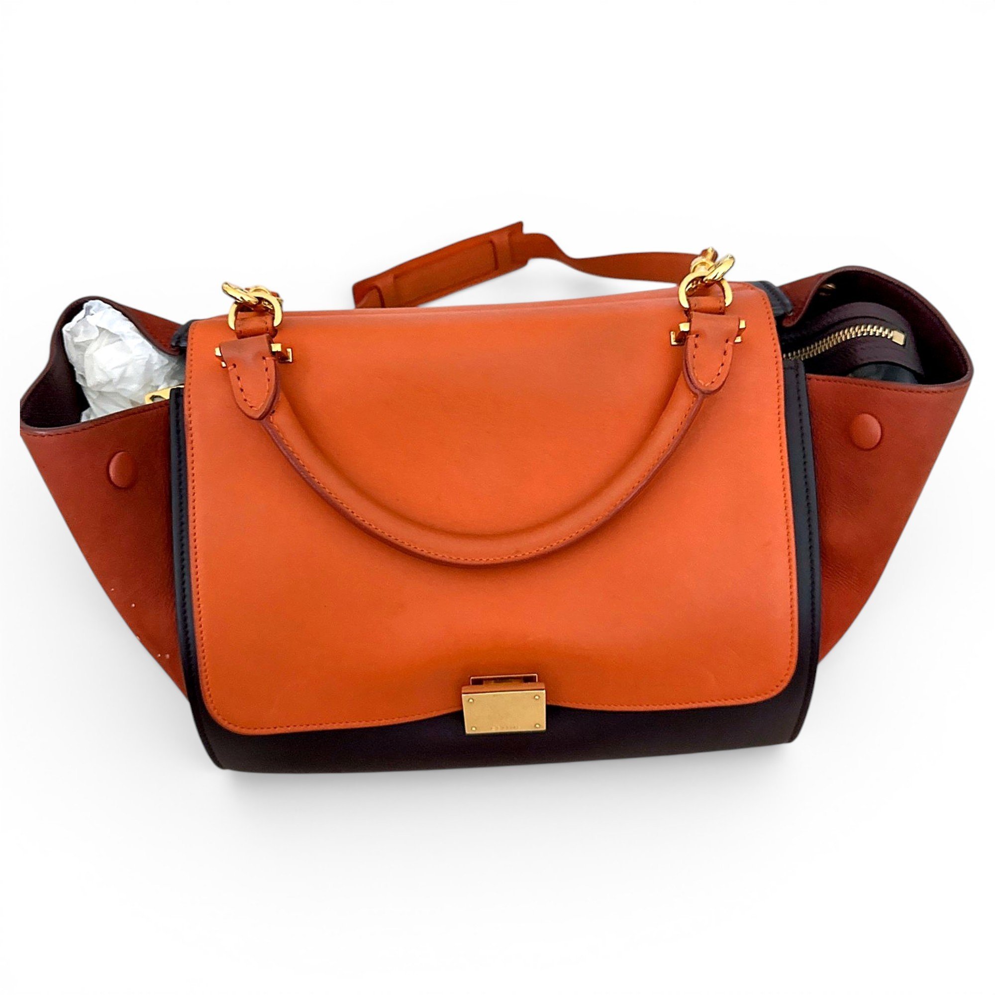Trapèze leather handbag