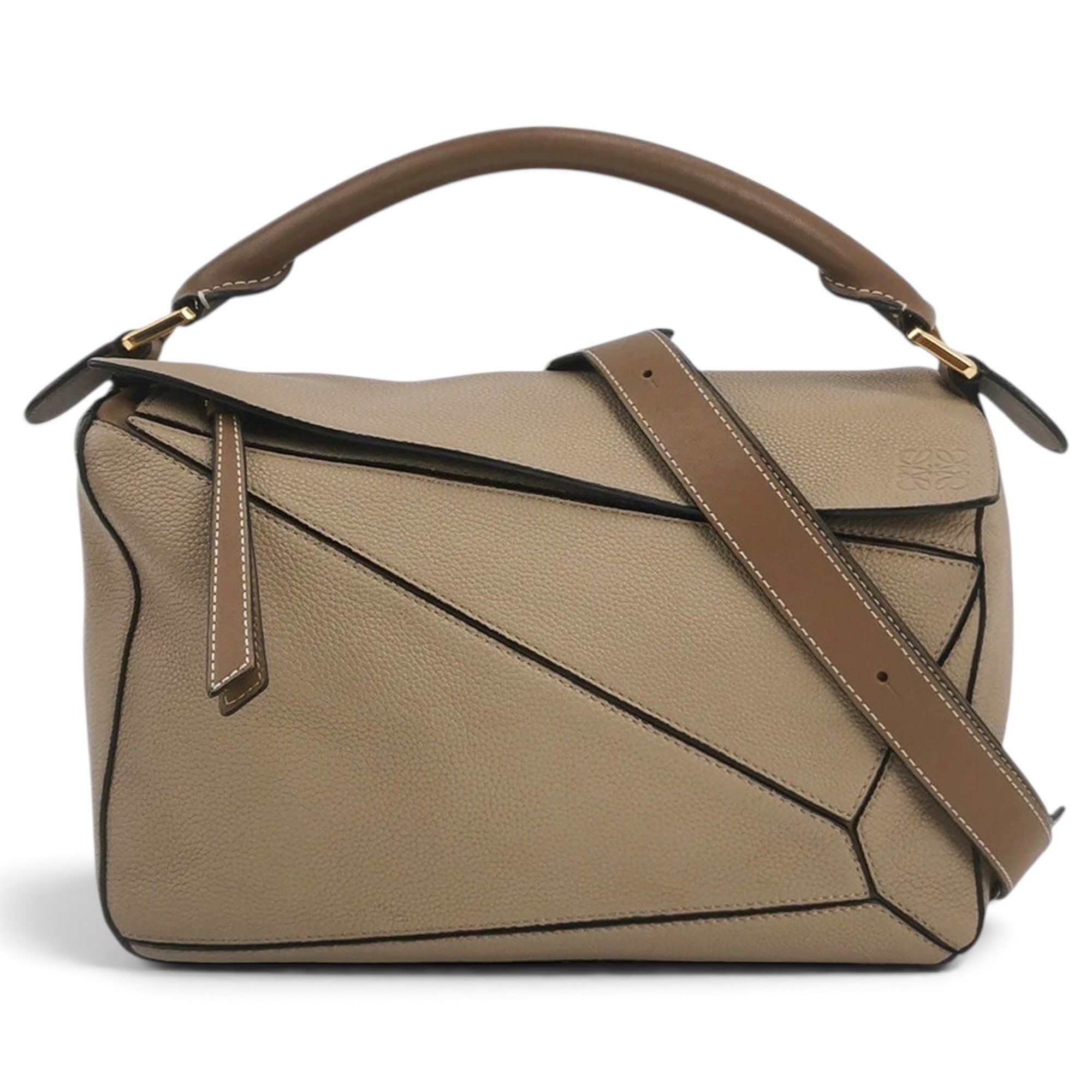 Puzzle leather handbag