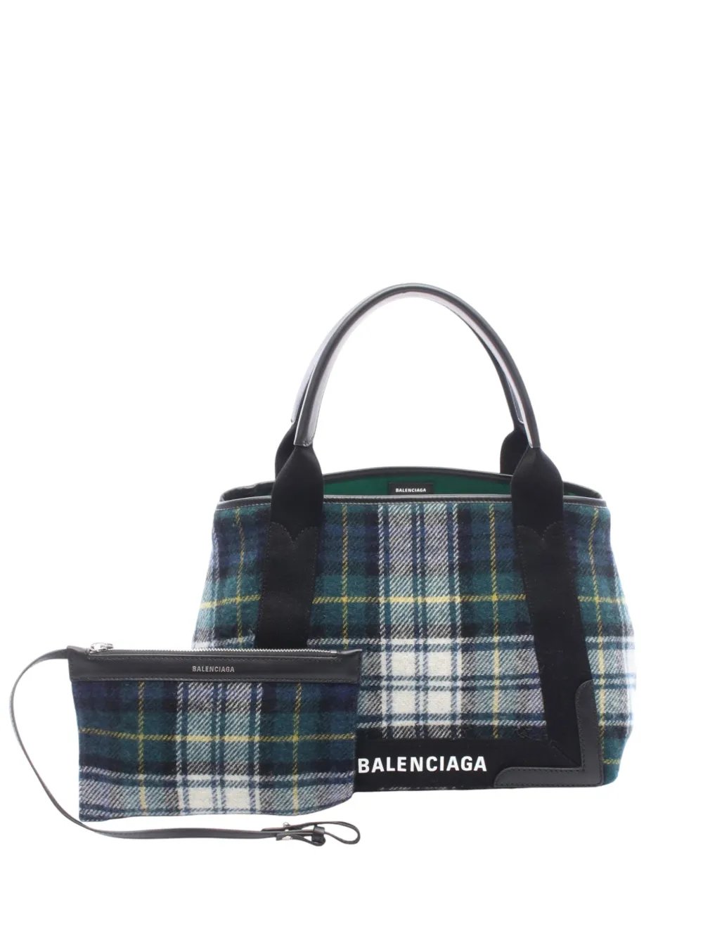 2018-2026 Plaid Wool Navy Cabas S tote bag
