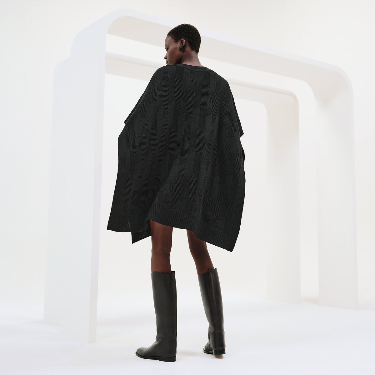 Noir "H" Rectangular Cape Poncho