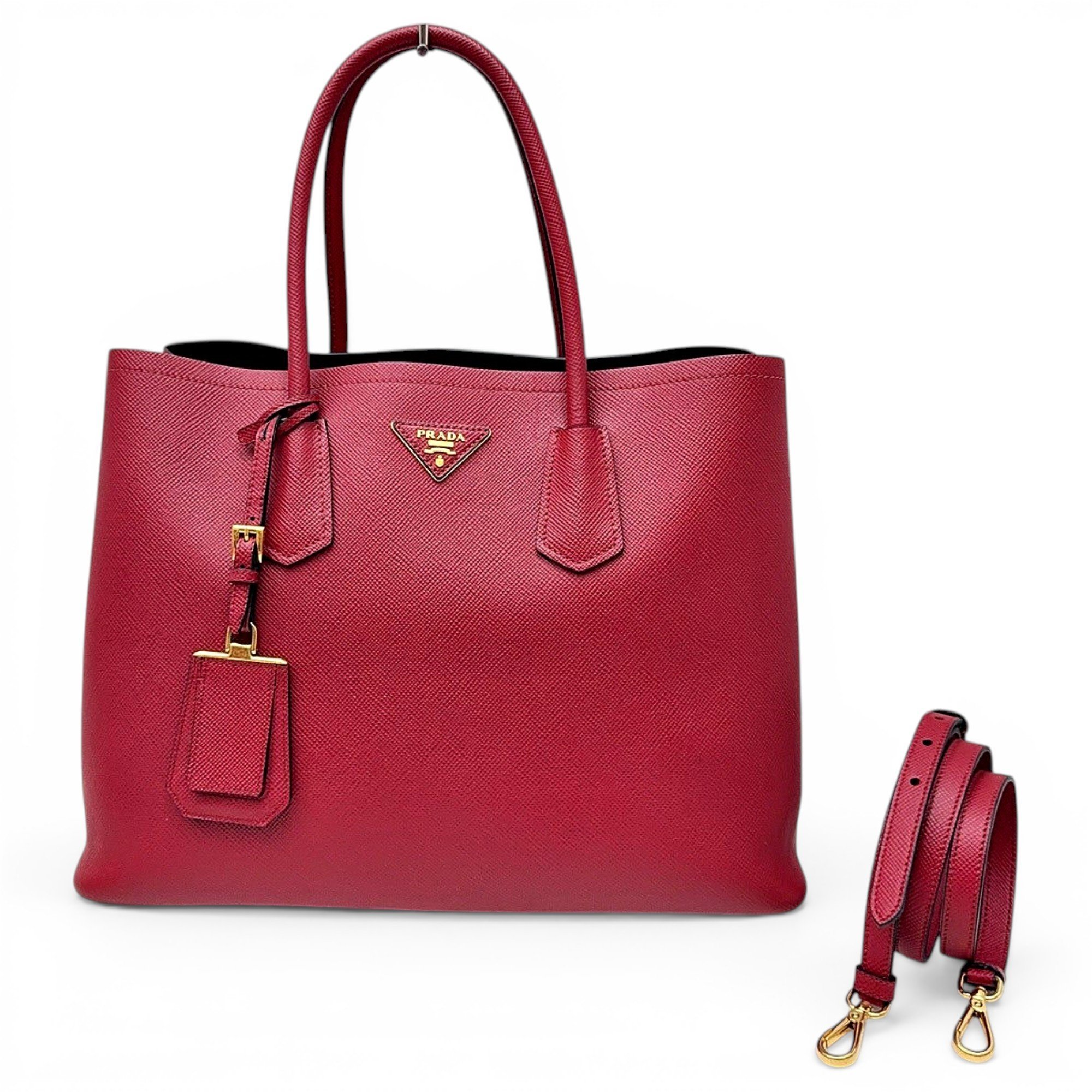 Double leather handbag