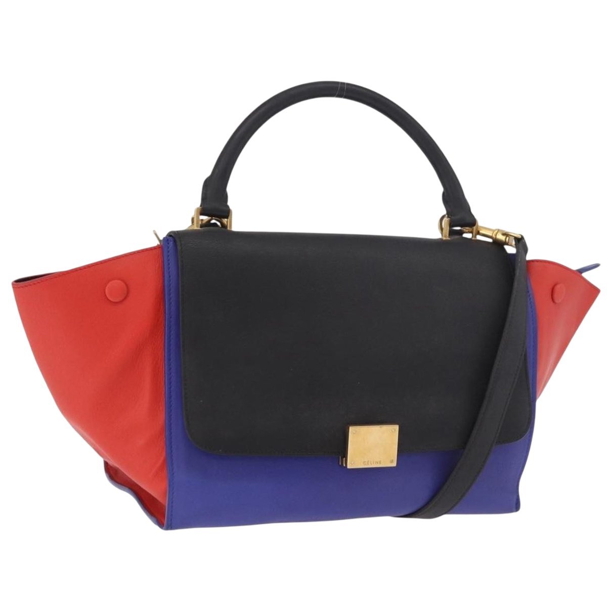Trapèze leather handbag