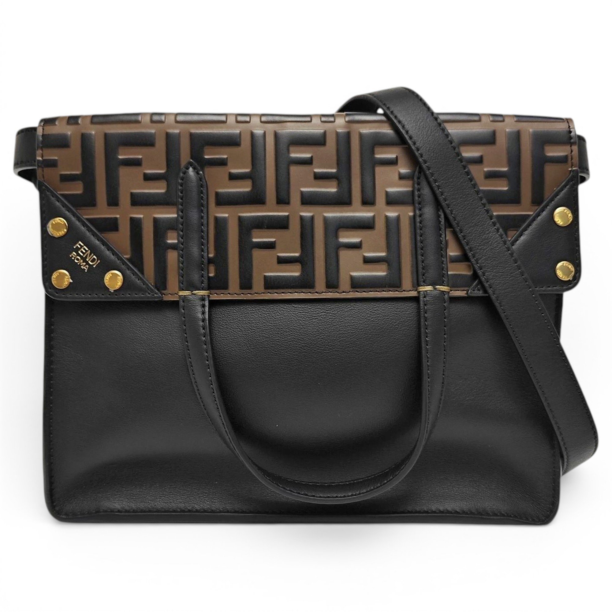Flip leather handbag