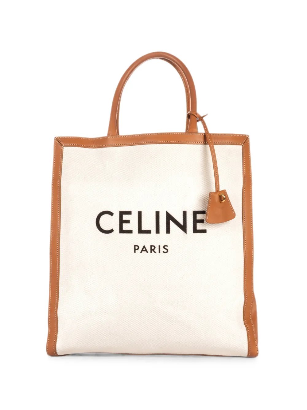 logo-print leather-trim tote bag