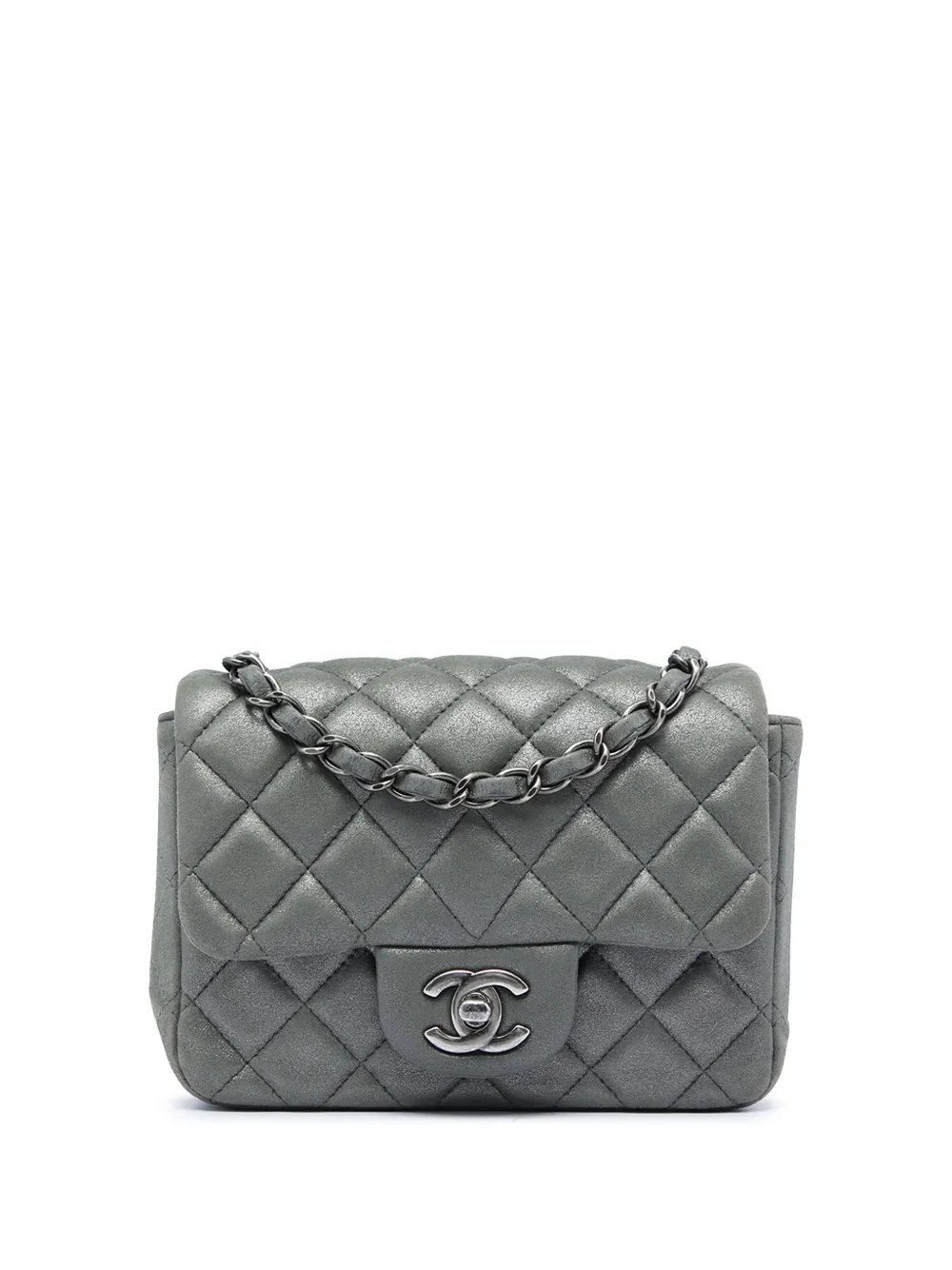 2014 Mini Square Classic Metallic Lambskin Single Flap crossbody bag