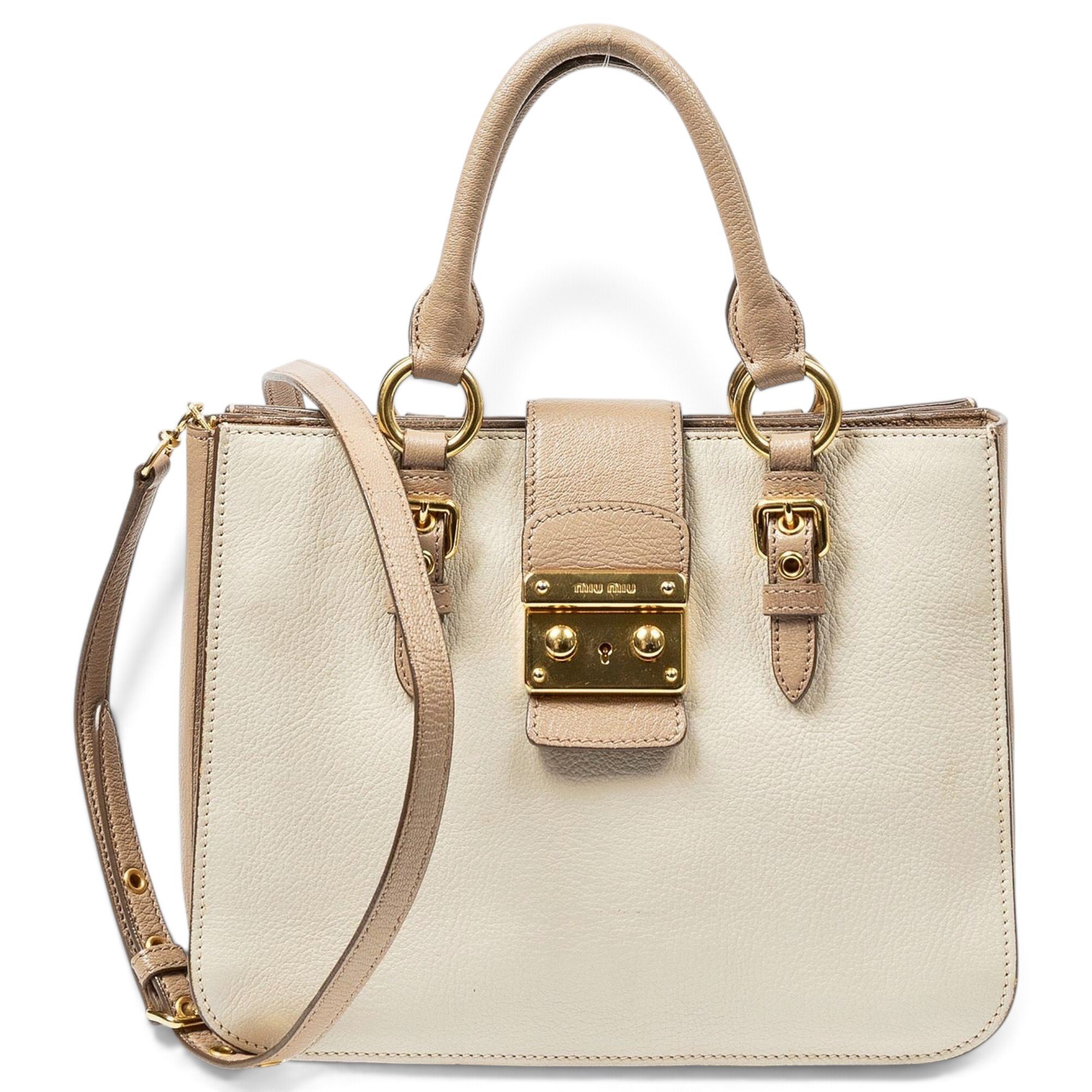 Madras leather tote