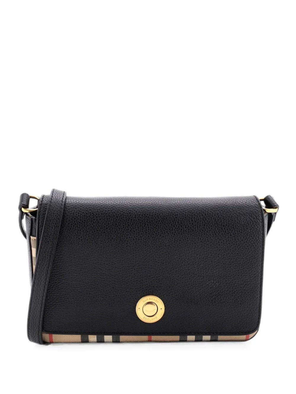 Hampshire Shoulder Bag Leather and Vintage Check Canvas Small crossbody bag