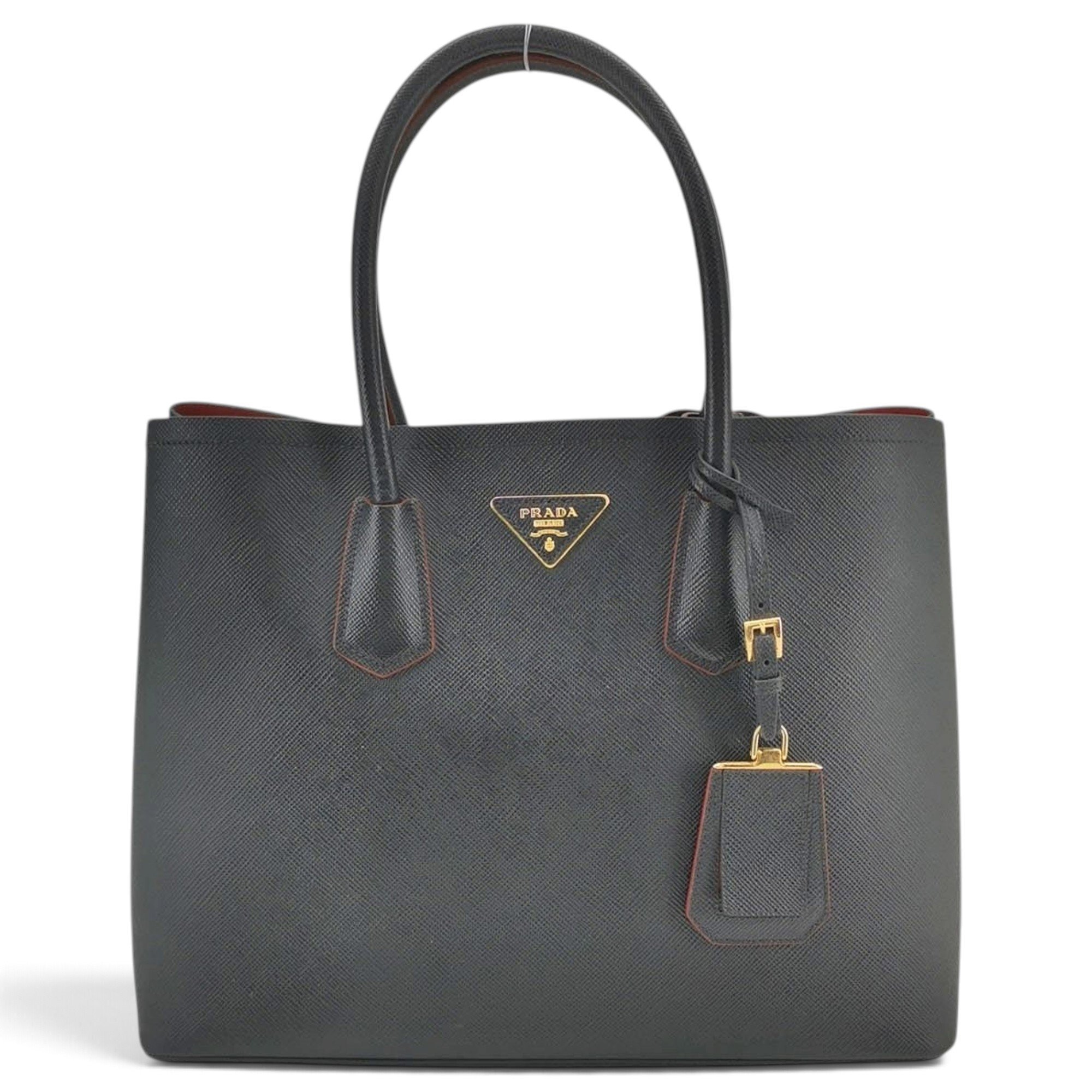 Double leather handbag