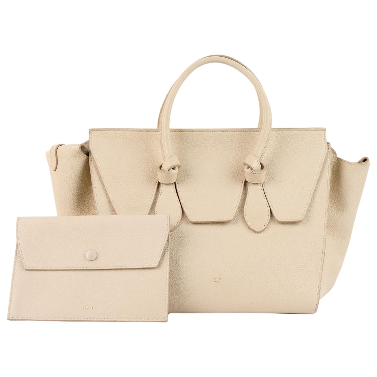 Tie leather tote