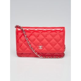 Chanel Chanel Pink Quilted Patent Leather Classic WOC Clutch Bag