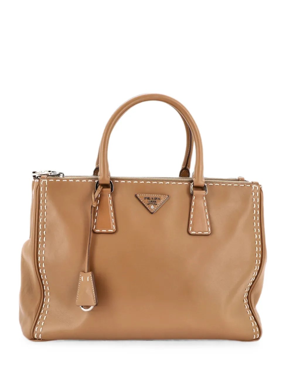 Prada Galleria Double Zip Tote Stitched Leather Medium crossbody bag