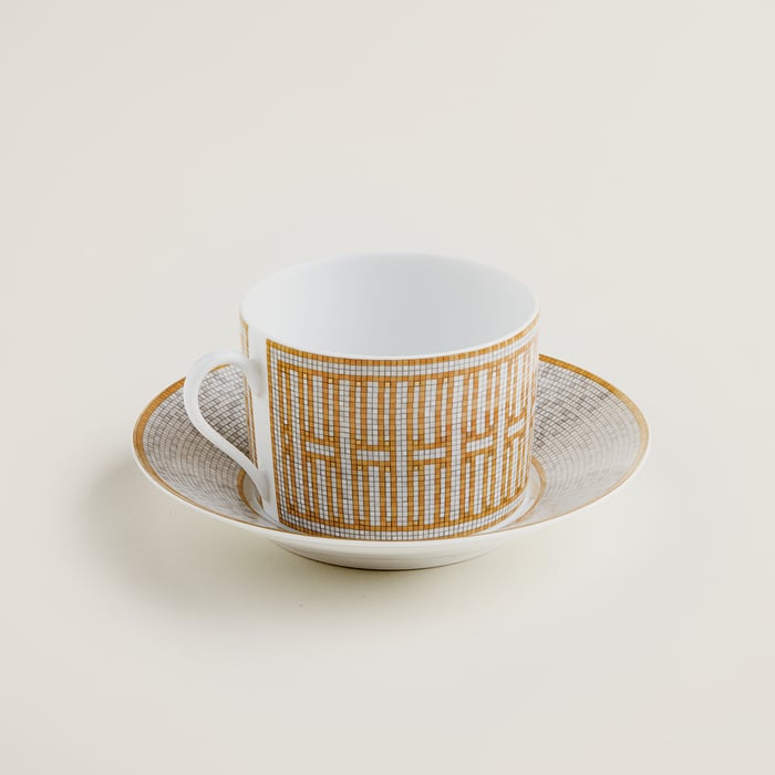 Sans Coloris Mosaique Au 24 Gold Breakfast Cup and Saucer