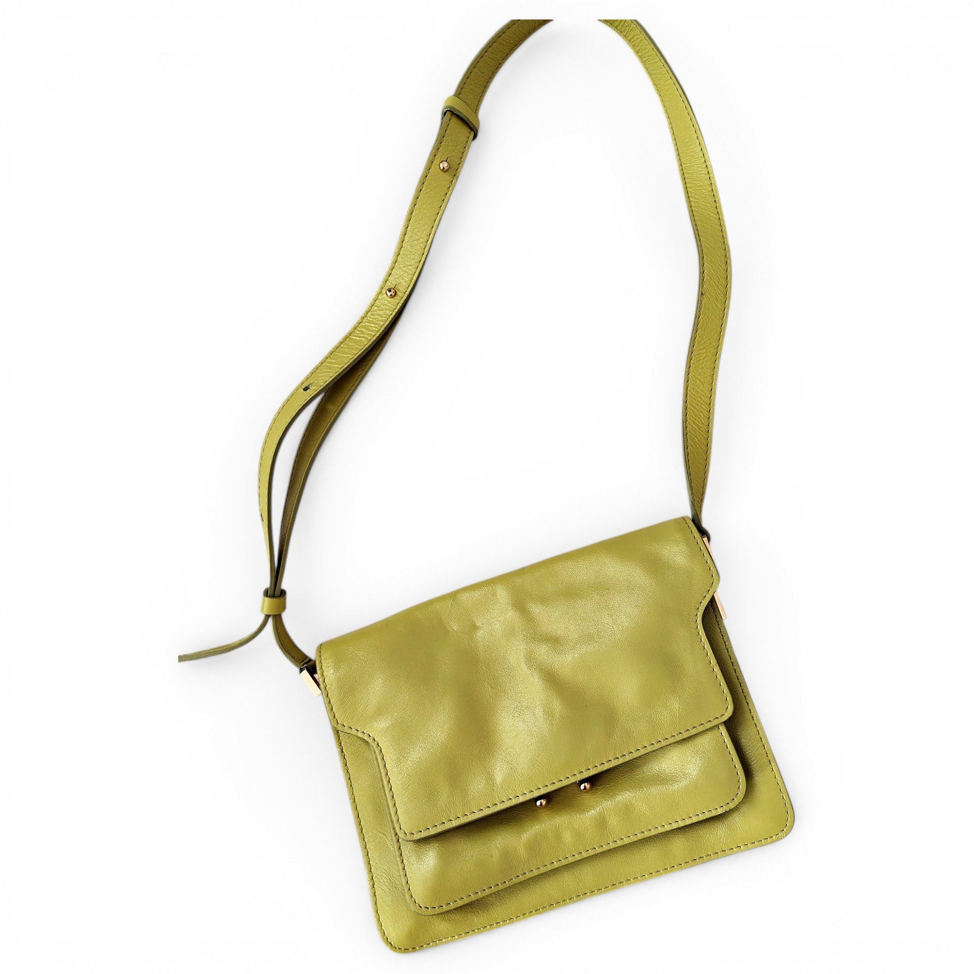 Trunk leather crossbody bag