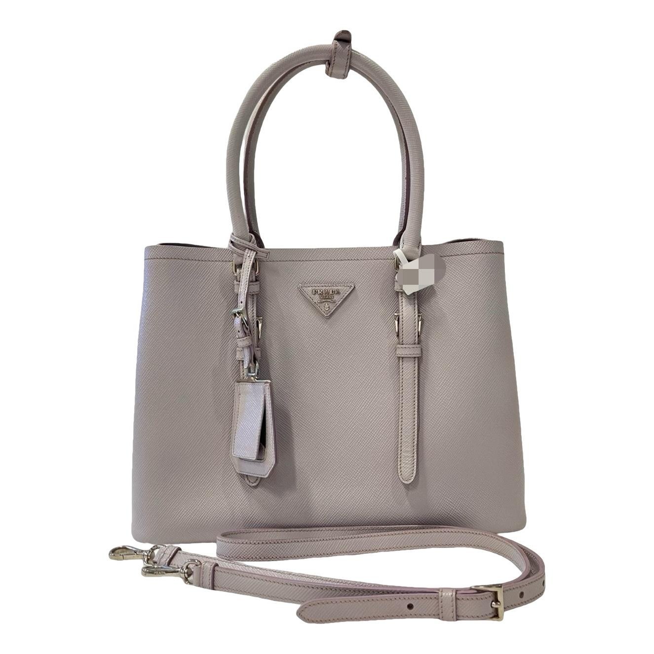 Double leather handbag