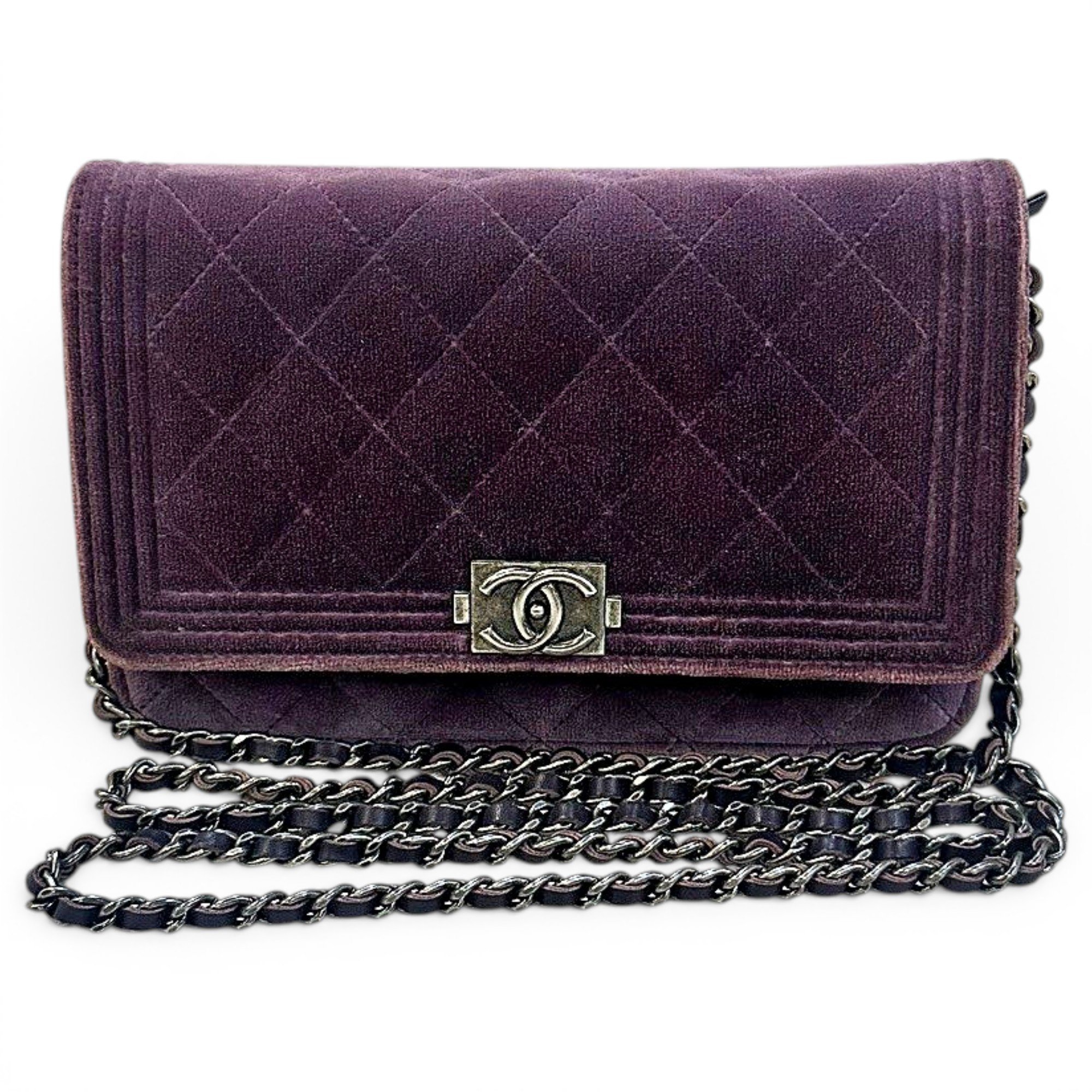 Wallet On Chain Boy Half Flap velvet handbag