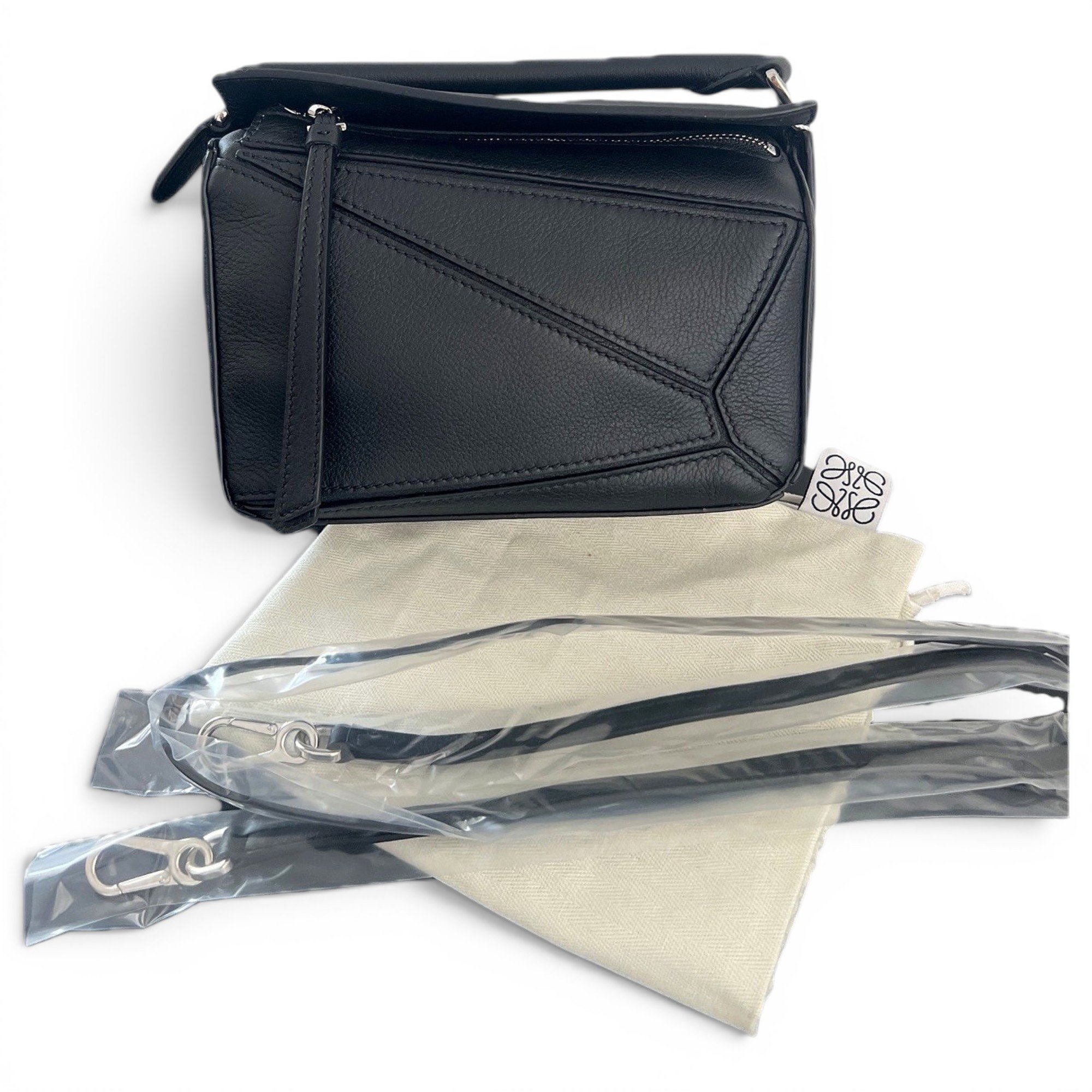 Puzzle leather handbag
