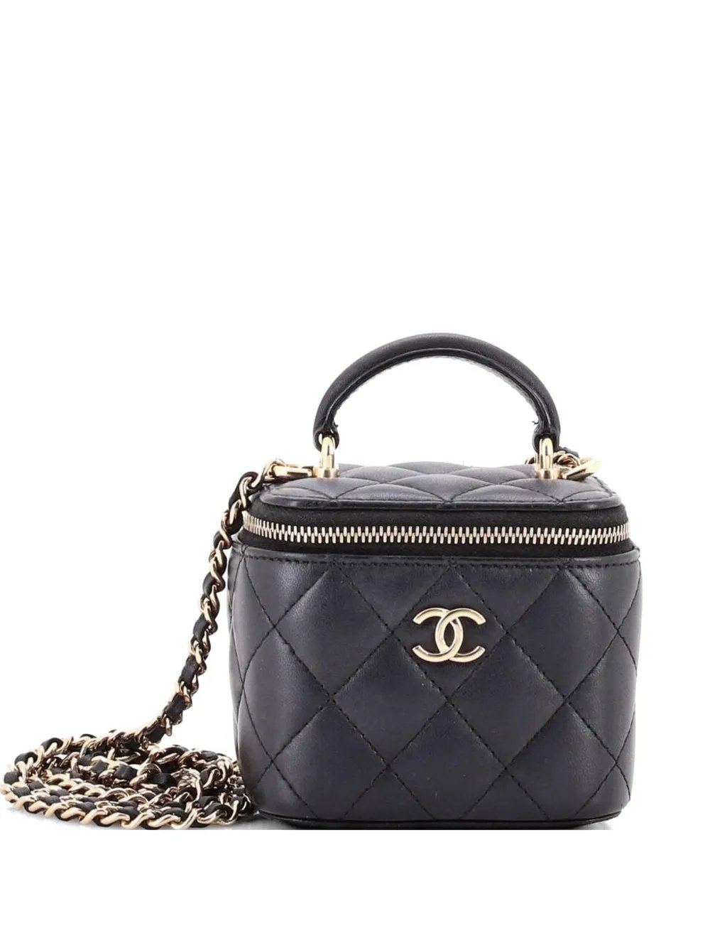 Classic Top Handle Vanity Case with Chain Quilted Lambskin Mini crossbody bag