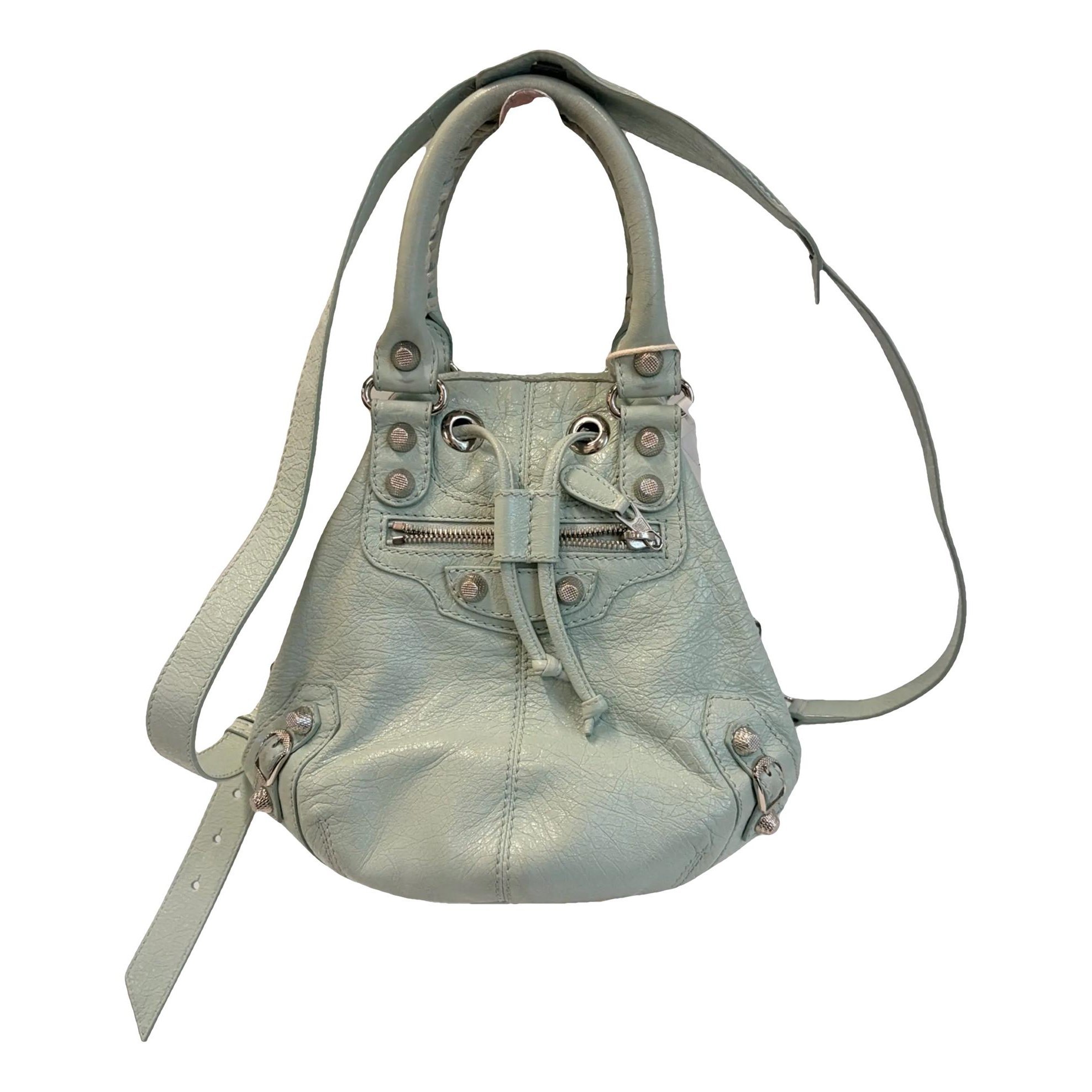 Pompon leather crossbody bag