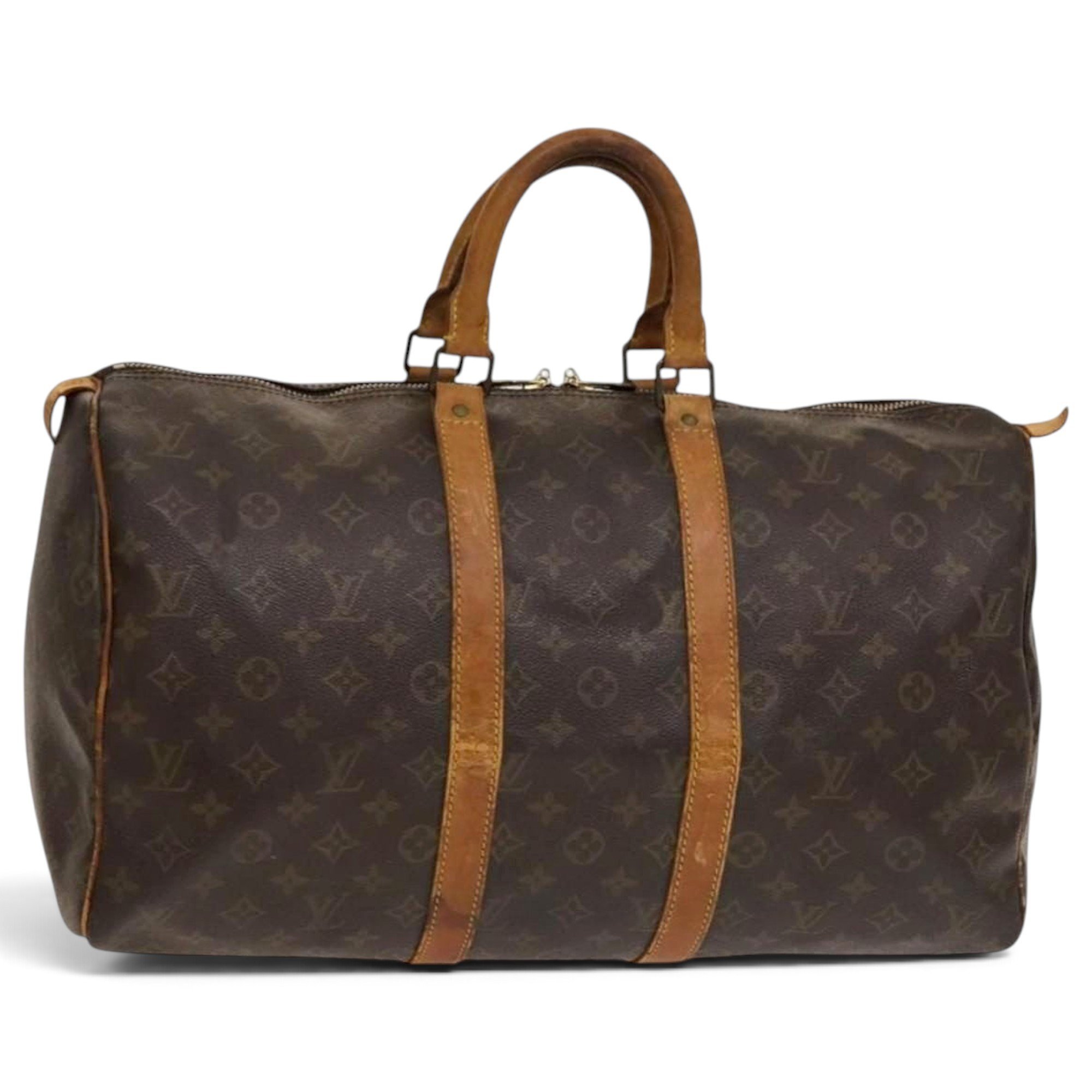 Louis Vuitton Keepall leather travel bag