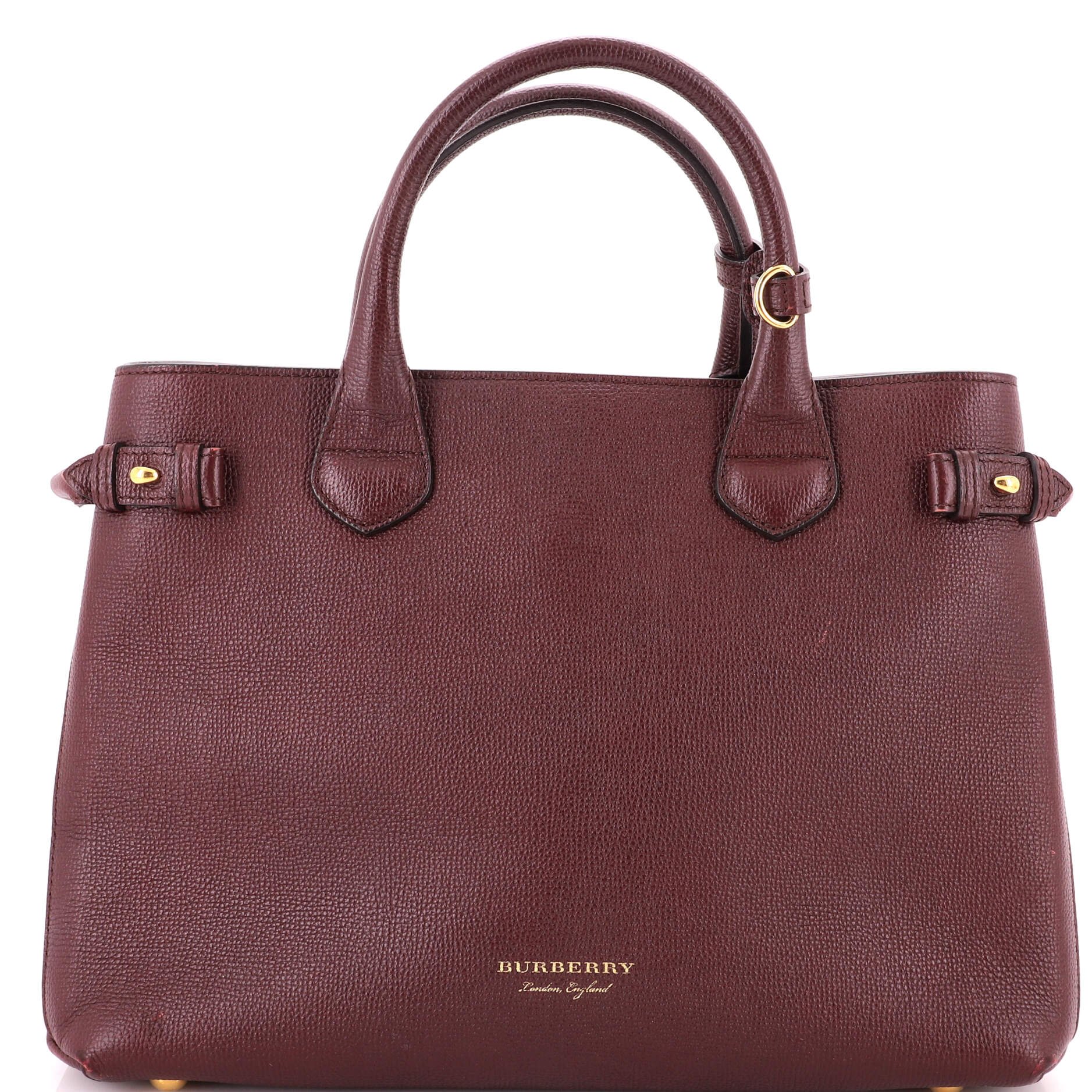 Banner Tote Leather and House Check Canvas Medium