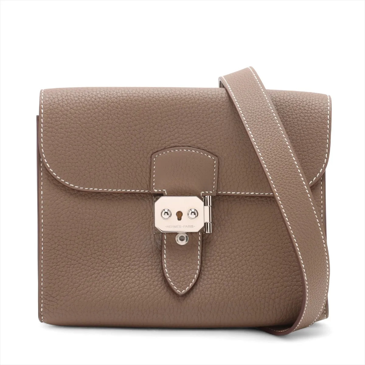 Hermès Sac Adepeche 21 Taurillon Clemence Etoupe Silver Metal Fittings