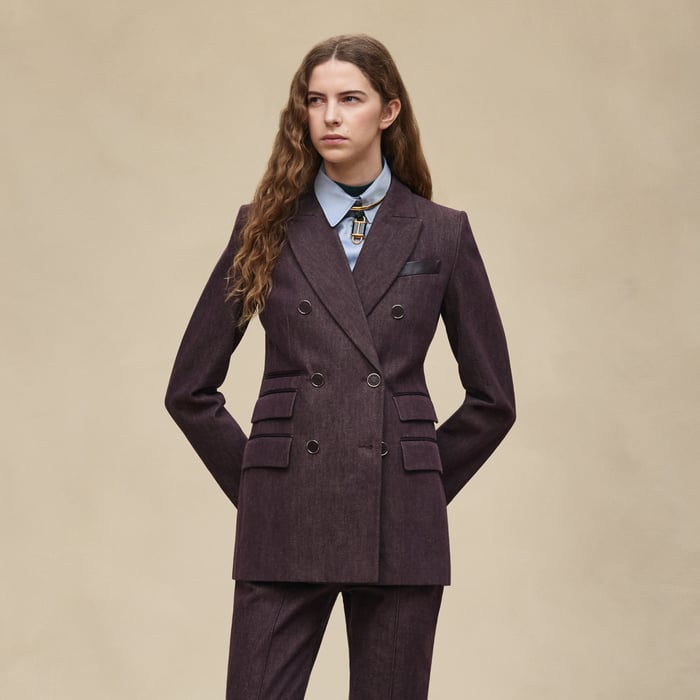 Marron Auburn Mixed Leather Suit Jacket