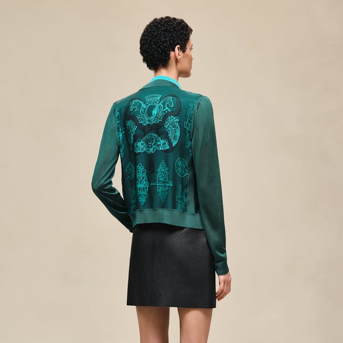 Vert Pin "Ferronnerie Remix" Long-sleeve Twillaine Cardigan