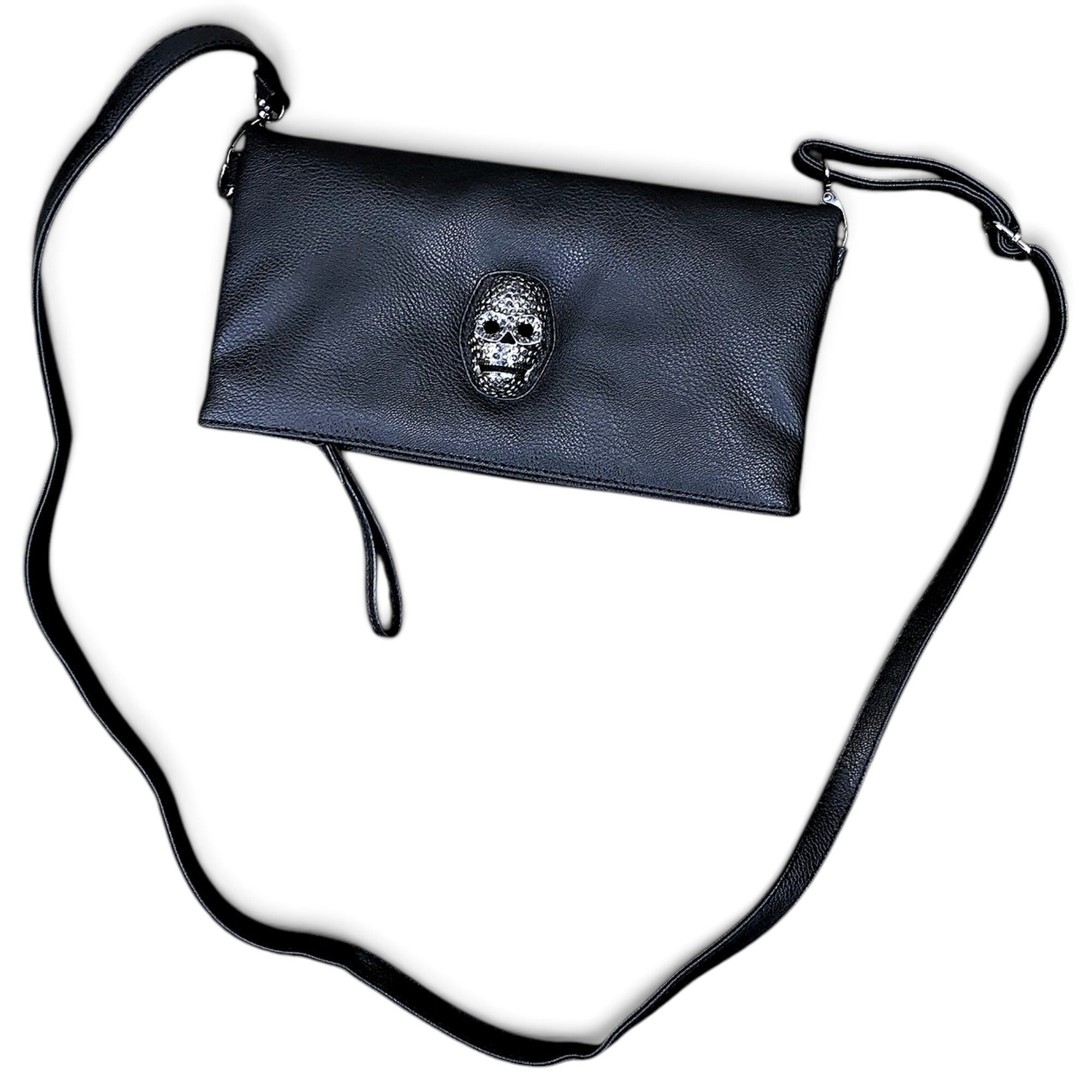 Skull leather clutch bag