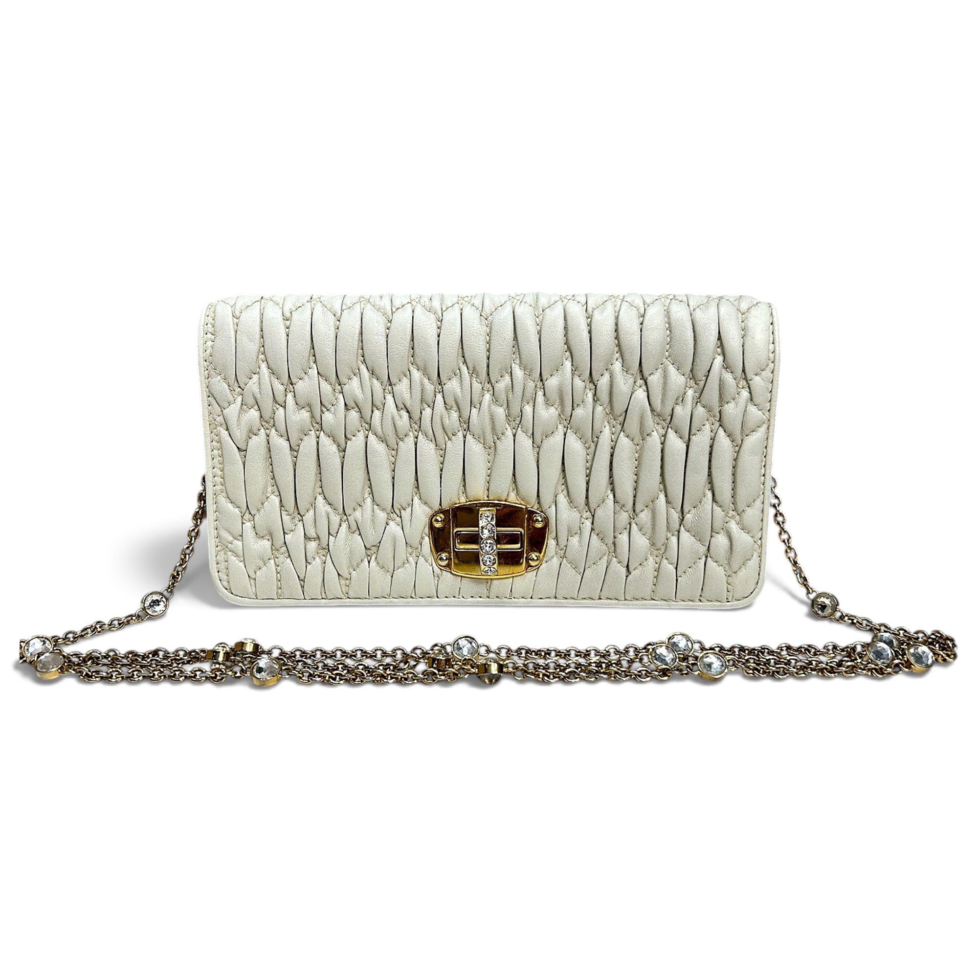Miu Crystal leather handbag