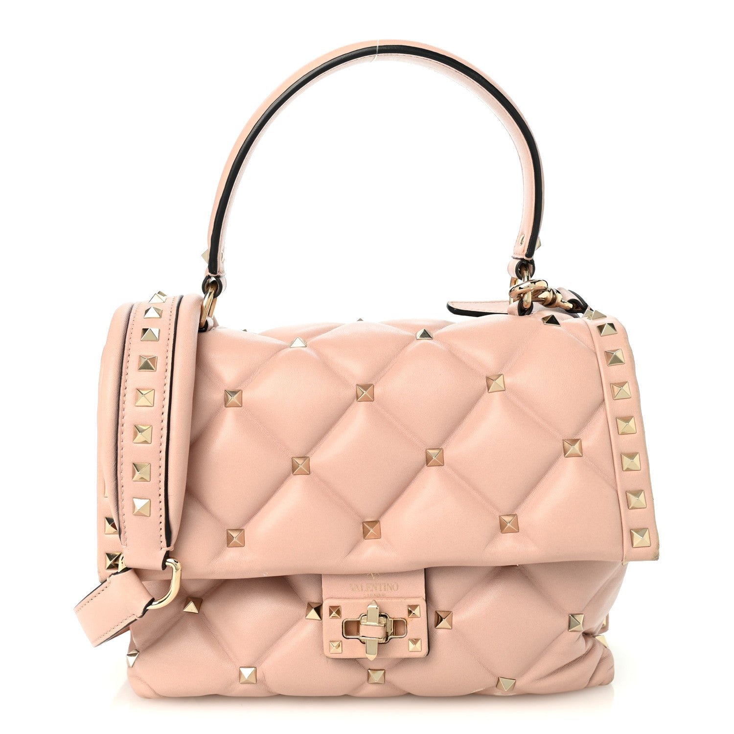 Valentino Garavani Nappa Medium Candystud Top Handle Bag Poudre