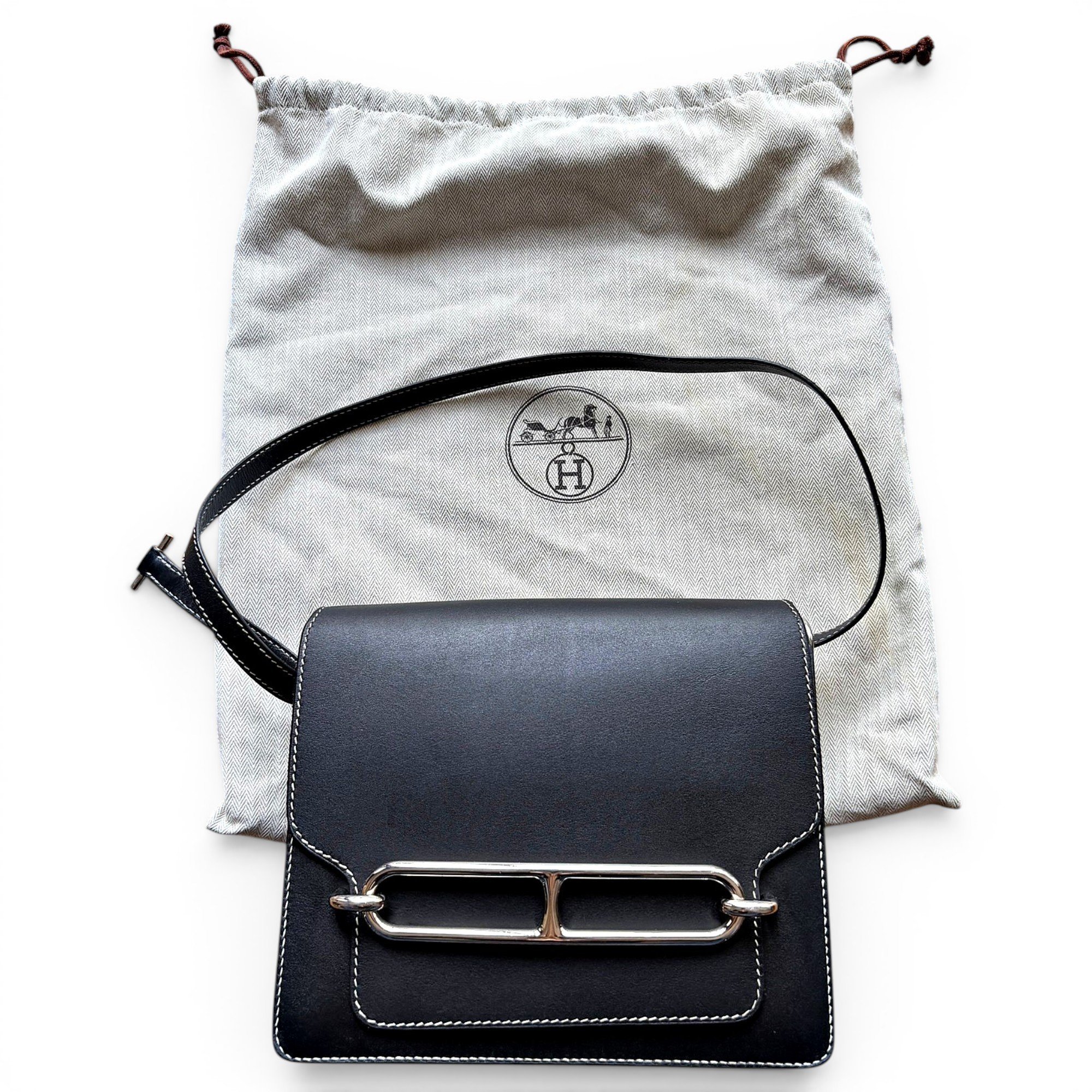 Hermes Roulis 23 Handbag Black Swift Leather 2019