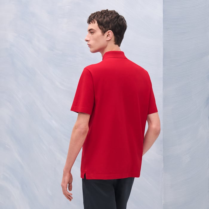 Rouge Vif "H" Embroidered Buttoned Polo Shirt